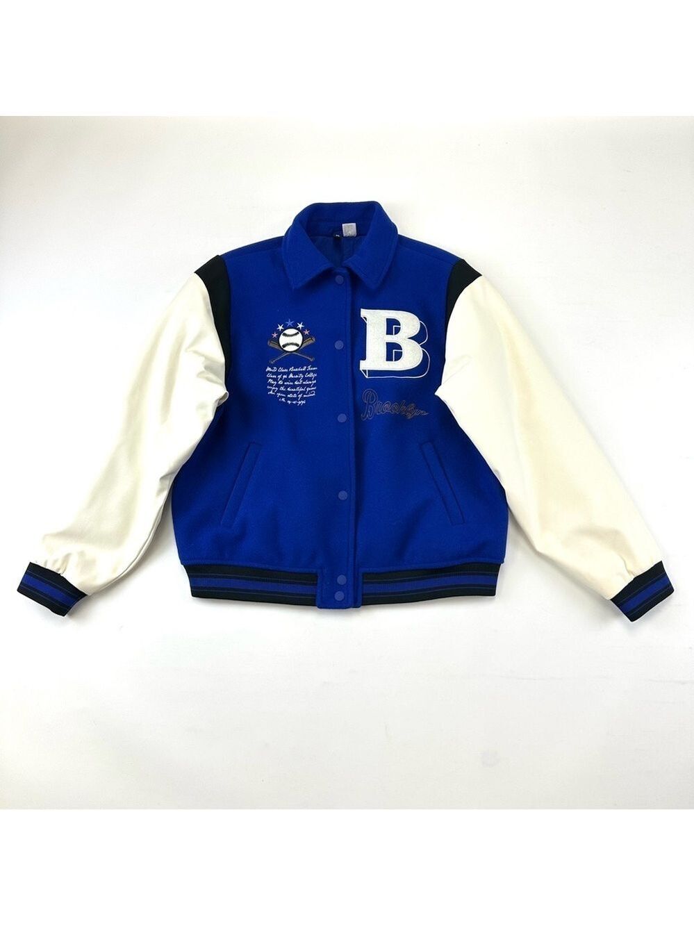 Blue white Brooklyn Stadium Jacket Mens Small embroidered
Contrasting baseball